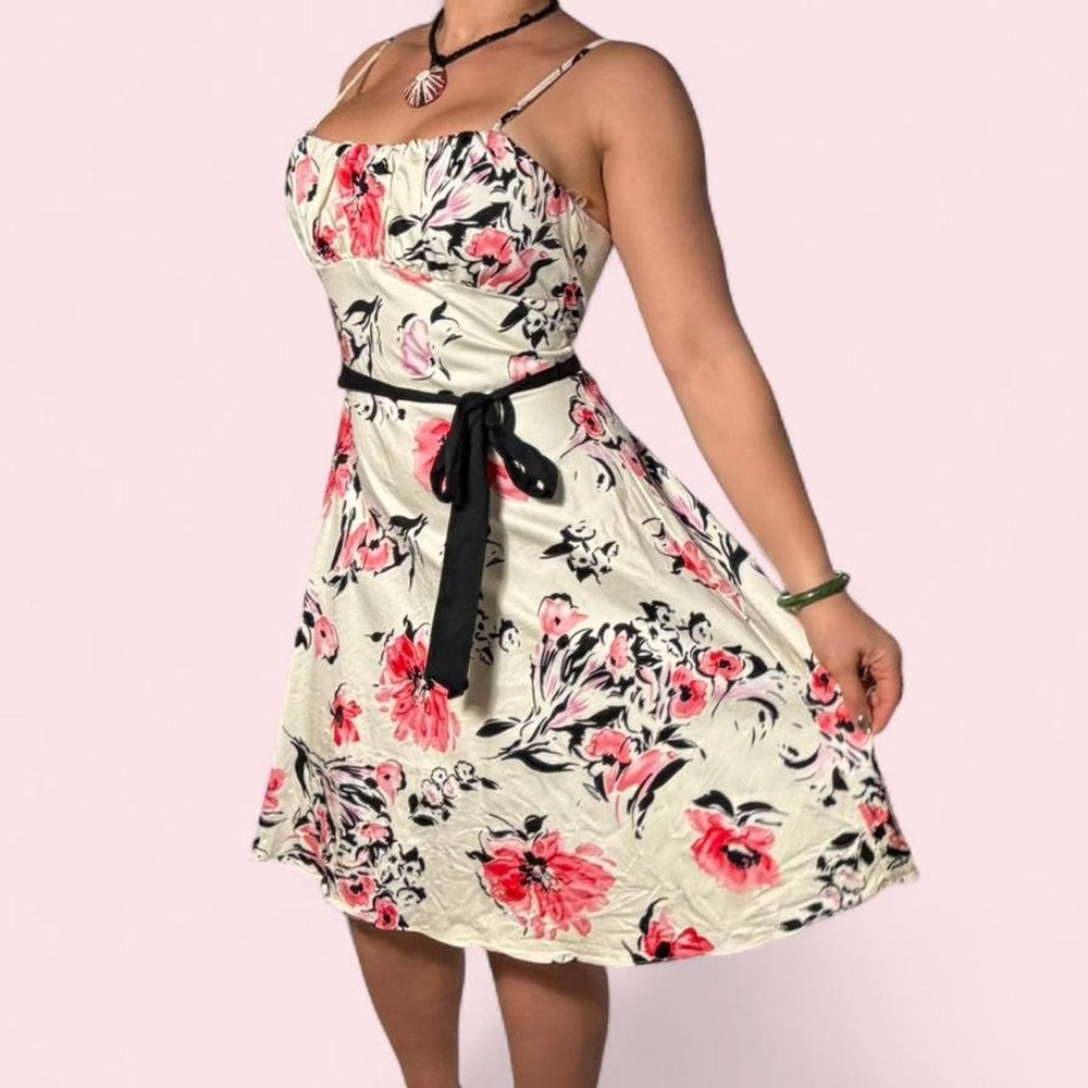 Alyn Paige Pink Floral Babydoll Skater Dress Retro Y2K 13/14